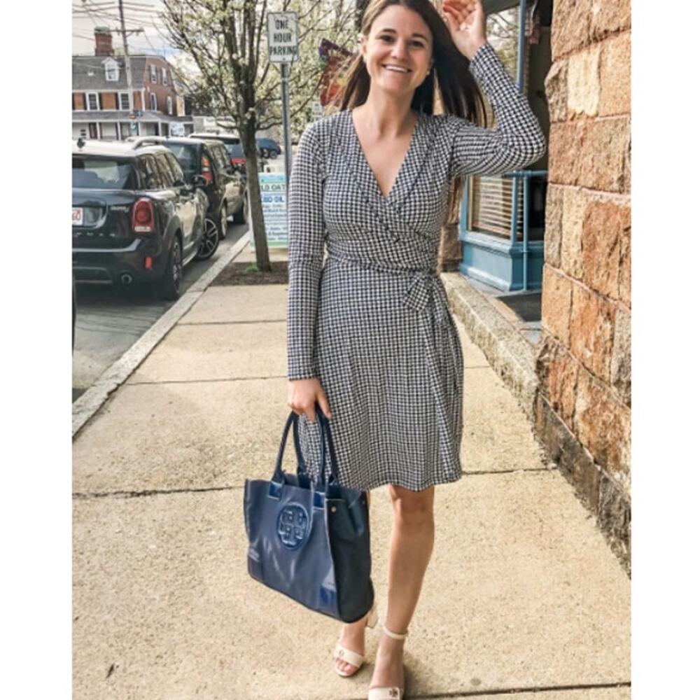 Banana Republic Elephant‎ Print Wrap Midi Dress Navy & White Size Small